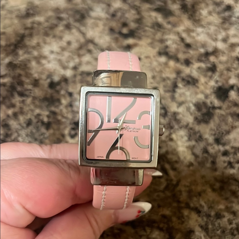 Pink Square Dial Women's Watch